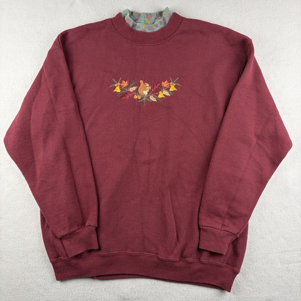 Vintage 90s Lee Heavyweight Squirrel Fall Sweatshirt USA Women's Large
